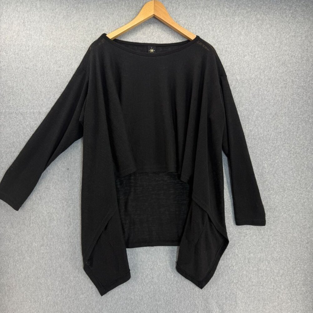 Connies Moon Light Los‎ Angeles OS Black Long Sleeve High-Low Top Drape Pockets
